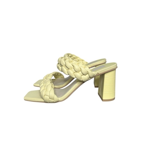 Dolce Vita Womens Paily Heels Leather Braided Sandal Lemon Creme Stella Size 6.5 - Picture 7 of 14